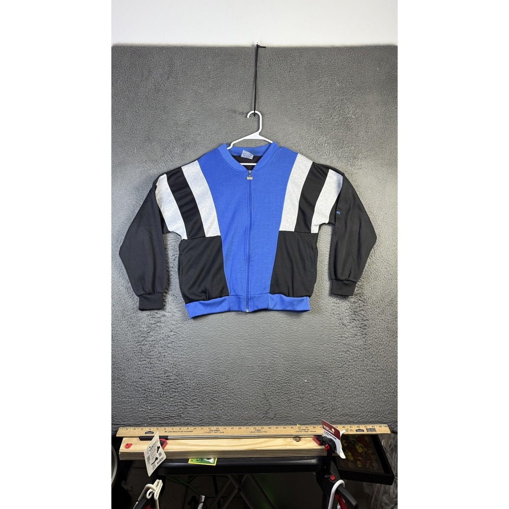 Vintage Spalding Jacket Mens Medium Blue Black Full Zip Track‎ Warm Up 80s 90s